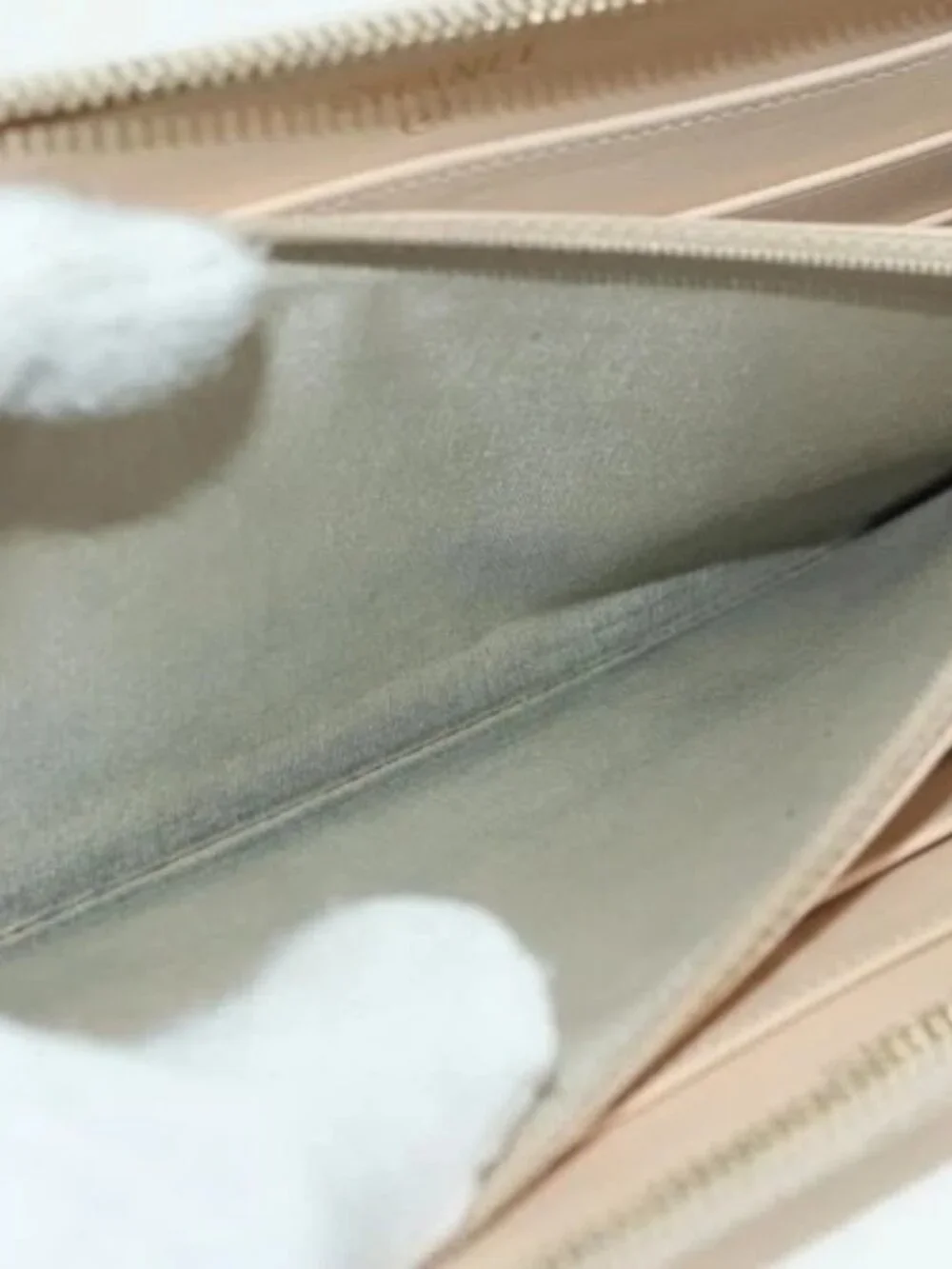 CHANEL Long Wallet Lamb Skin Beige Gold CC Auth 167178SAM